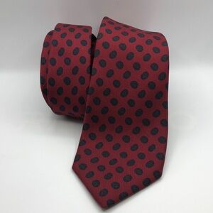 Mark Shale English Skinny Maroon Silk Tie Medallion Print. EC